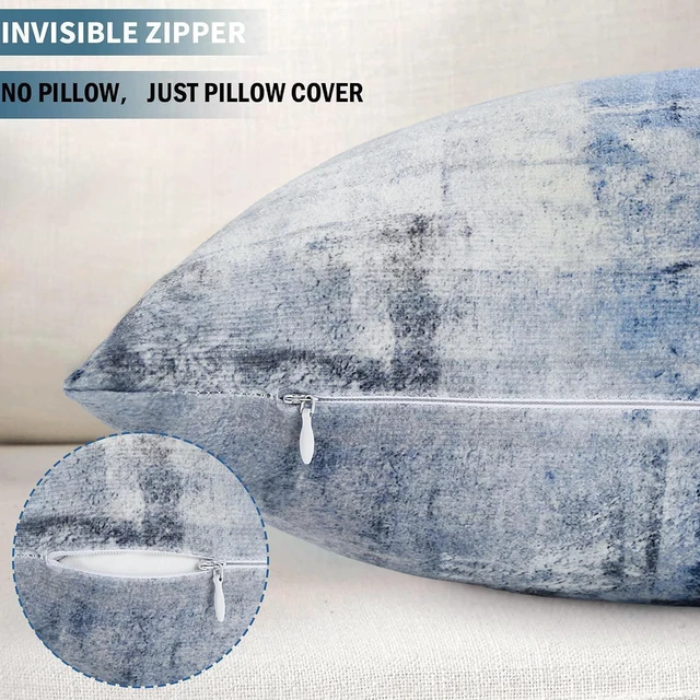 Alt view image 5 of 7 - Blue and Grey Abstract Art Artwork Pillow Cover, Gallery Modern Decorative Throw Pillows Cushion Cover for Bedroom Sofa Living Room 18 x 18 Inch Set of 2