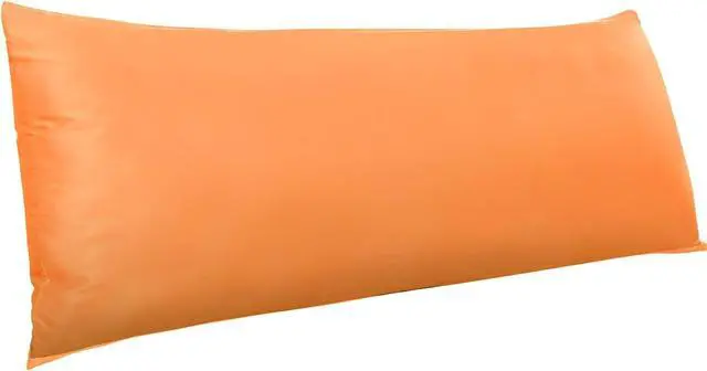 Main image of Zippered Satin Body Pillow Pillowcase, Silky Slip Cooling Body Pillow Cover, Long Side Hidden Zipper, 20x54 Inches, Orange