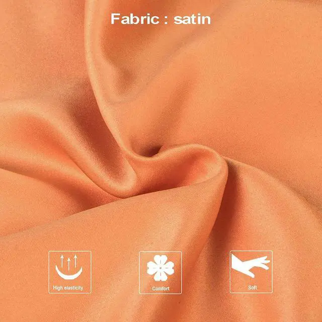 Alt view image 2 of 5 - Zippered Satin Body Pillow Pillowcase, Silky Slip Cooling Body Pillow Cover, Long Side Hidden Zipper, 20x54 Inches, Orange