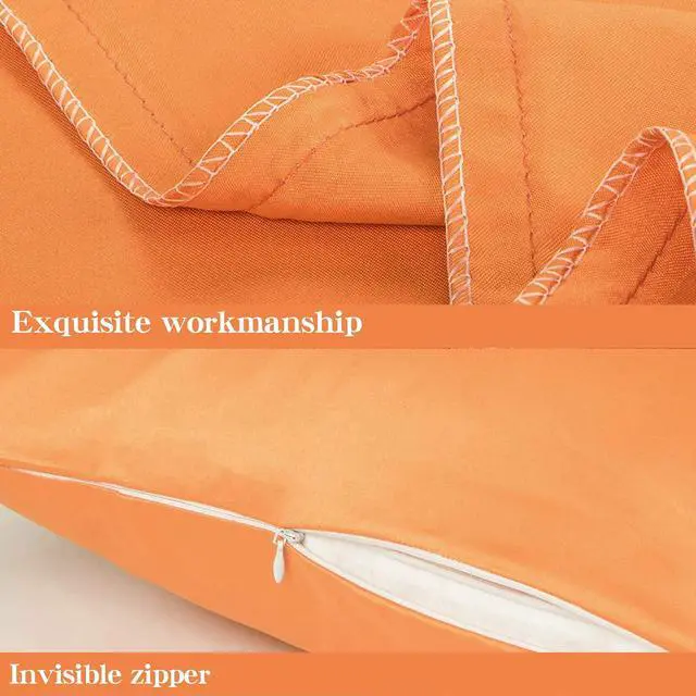 Alt view image 3 of 5 - Zippered Satin Body Pillow Pillowcase, Silky Slip Cooling Body Pillow Cover, Long Side Hidden Zipper, 20x54 Inches, Orange