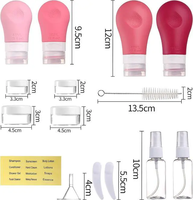 Alt view image 7 of 7 - 16 Pack Travel Bottles Set for Toiletries,TSA Approved Travel Size Containers Leak Proof Silicone Squeezable Tubes Travel Accessories 2oz 3oz for Shampoo Conditioner Lotion Body Wash