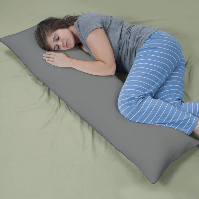 Main image of Destiny Crescent Bedding 200 Thread Count 100% Cotton Body Pillow Cover with Zipper, 21"x54" - Pillowcase Protector Comfort in Every Stitch (Grey)