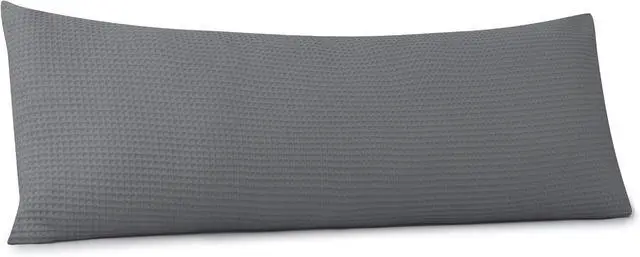 Main image of 100% Egyptian Cotton 600 TC Waffle Weave Body Pillowcase with Zipper,1 Pack Ultra Soft Breathable Pillow Cover, Skin-Friendly Bed Pillow Sham, Body Pillow Case Cover, Dark Grey, 20" x 54"