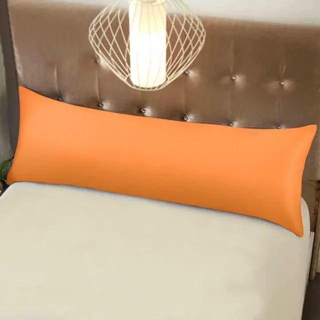 Alt view image 4 of 5 - Zippered Satin Body Pillow Pillowcase, Silky Slip Cooling Body Pillow Cover, Long Side Hidden Zipper, 20x54 Inches, Orange