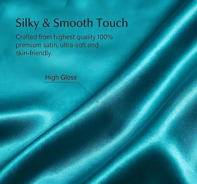 Alt view image 5 of 7 - Satin Pillowcase for Hair and Skin, Super Soft Pillow Cases 4 Pack with Zipper Closure, Cooling Pillowcases for Women Men (Teal, 4 x Queen (20"x30"))