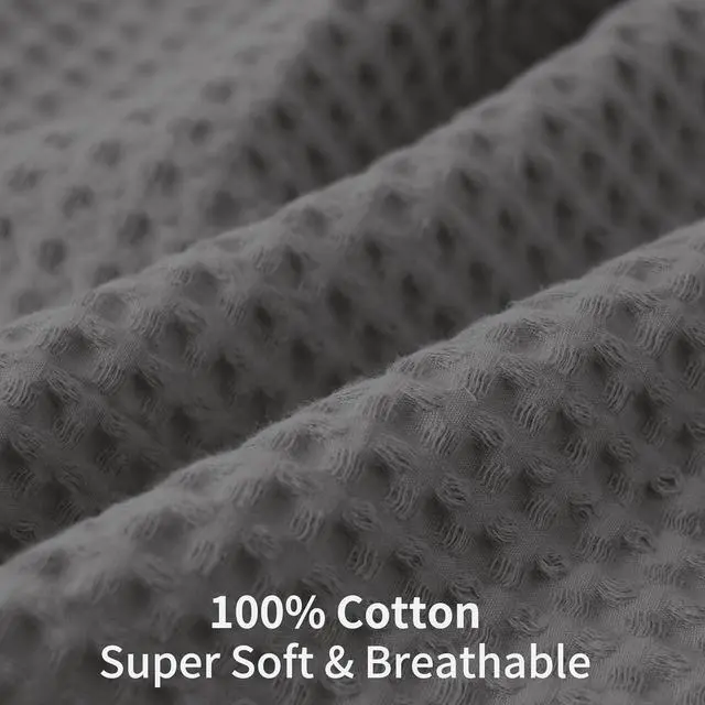 Alt view image 2 of 6 - 100% Egyptian Cotton 600 TC Waffle Weave Body Pillowcase with Zipper,1 Pack Ultra Soft Breathable Pillow Cover, Skin-Friendly Bed Pillow Sham, Body Pillow Case Cover, Dark Grey, 20" x 54"
