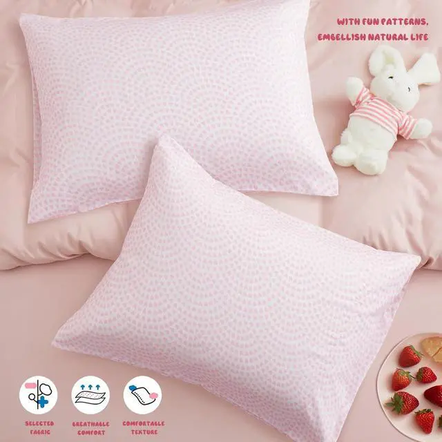 Alt view image 3 of 7 - Kids Pillowcase Pink Heart Printed Standard Pillow Cases, Microfiber Kids Pillow Cases for Girls - Soft & Breathable 20x26 Pillow Covers(1Pcs)