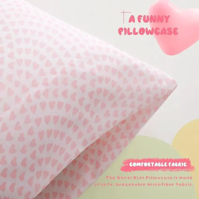 Alt view image 6 of 7 - Kids Pillowcase Pink Heart Printed Standard Pillow Cases, Microfiber Kids Pillow Cases for Girls - Soft & Breathable 20x26 Pillow Covers(1Pcs)