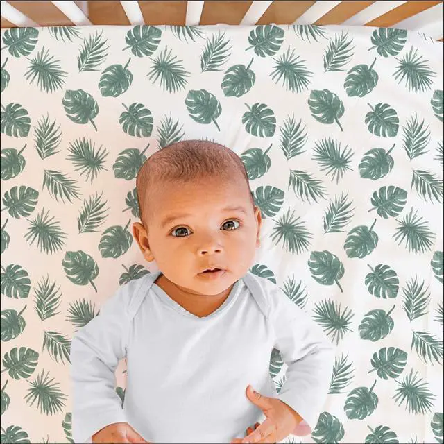 Alt view image 2 of 6 - 2-Pack Fitted Crib Sheet Set - Super Soft & Breathable Baby Girl or Boy Crib Sheets, Nursery Decor, Fit for Standard Mattress Cover- Leaf n Stripe