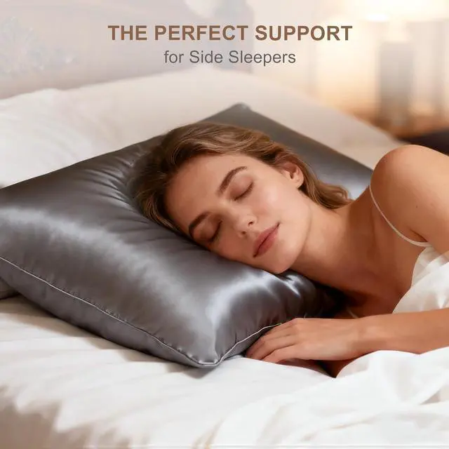 Alt view image 3 of 7 - Curved Pillow Case for Style Protection- 20 x 30 Inches, Thickened Satin Side Sleeper Pillow Case & Cover, Soft Silky Cool for Hair & Skin, Full Zipper Easy On & Off, Fits Curved Side Sleeping Pillows
