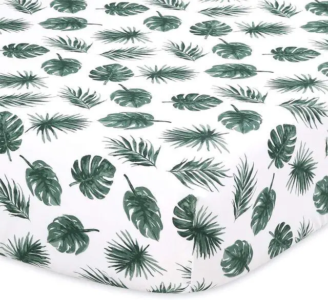 Alt view image 5 of 6 - 2-Pack Fitted Crib Sheet Set - Super Soft & Breathable Baby Girl or Boy Crib Sheets, Nursery Decor, Fit for Standard Mattress Cover- Leaf n Stripe