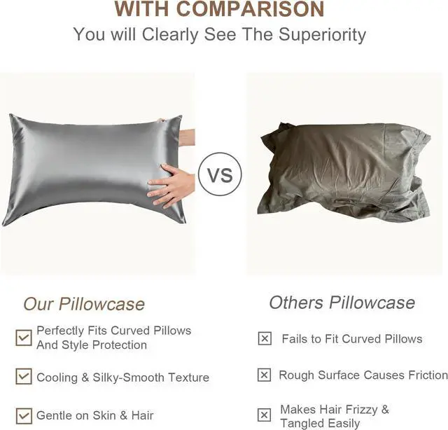 Alt view image 6 of 7 - Curved Pillow Case for Style Protection- 20 x 30 Inches, Thickened Satin Side Sleeper Pillow Case & Cover, Soft Silky Cool for Hair & Skin, Full Zipper Easy On & Off, Fits Curved Side Sleeping Pillows