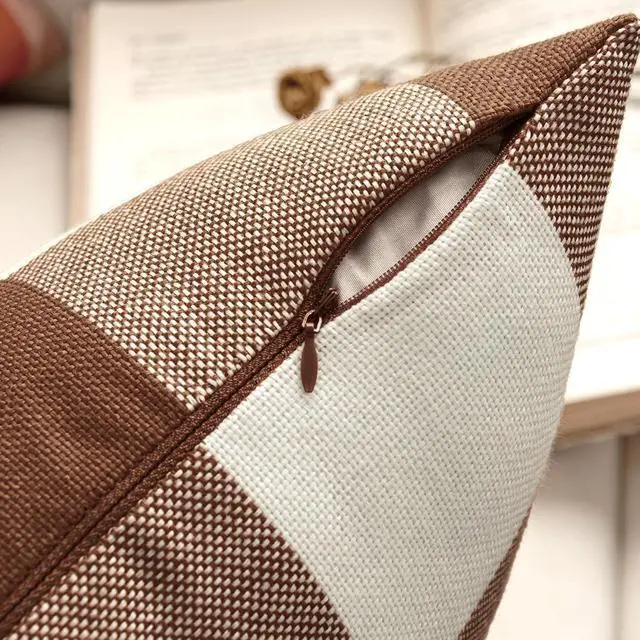 Alt view image 6 of 7 - Fall Plaid Pillow Covers 18x18 Brown Pack of 2