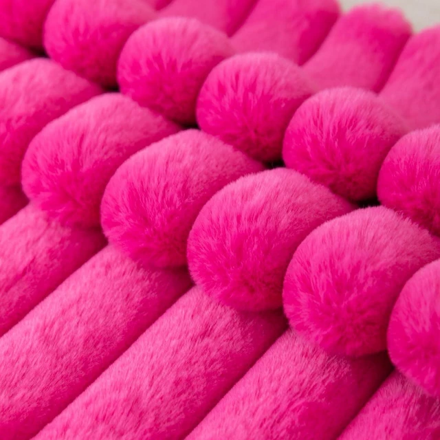 Alt view image 3 of 6 - Set of 2 Hot Pink Faux Fur Decorative Throw Pillow Covers Fluffy Striped Pillowcase Cushion Covers 18 x 18 Inch Decor Sofa Couch Bedroom