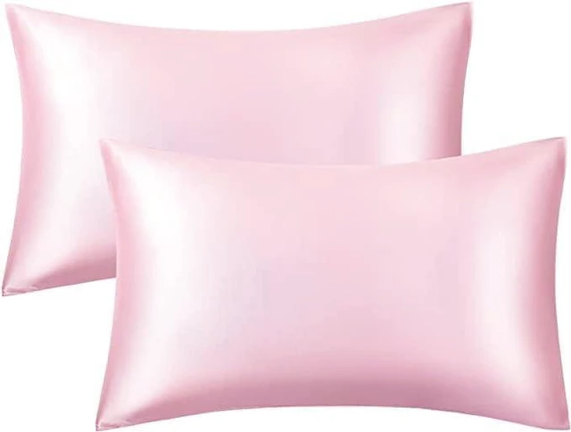 Main image of 2 Pack Zippered Satin Pillowcaes Luxury and Silky Soft Travel Zip Pillow Cases (Standard, Pink)
