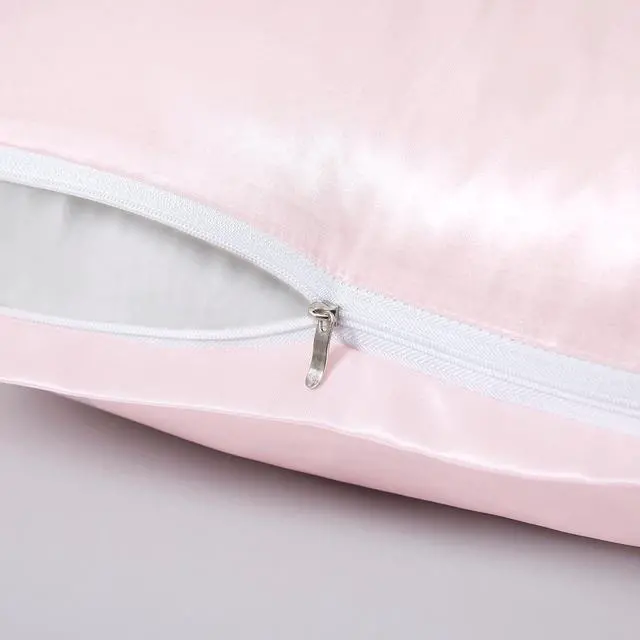 Alt view image 4 of 7 - 2 Pack Zippered Satin Pillowcaes Luxury and Silky Soft Travel Zip Pillow Cases (Standard, Pink)