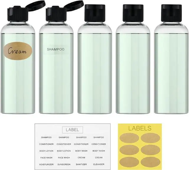 Main image of 3.4 oz Travel Bottles for Toiletries, Plastic Shampoo Containers