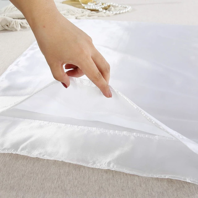 Alt view image 4 of 6 - 2PC Satin Pillowcase for Hair and Skin, Luxurious and Silky Pillow case (Standard(20"x30"), White)