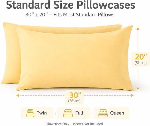 Alt view image 2 of 7 - Standard Microfiber Pillowcases Set of 2, 20"x30" (Yellow)