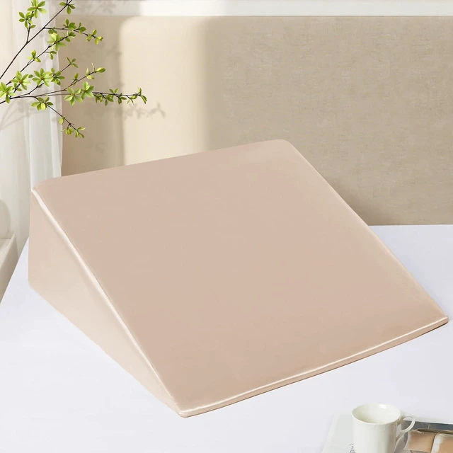 Main image of Satin Wedge Pillow Cover, Wedge Pillowcase, Beige, 25"x25"x8"