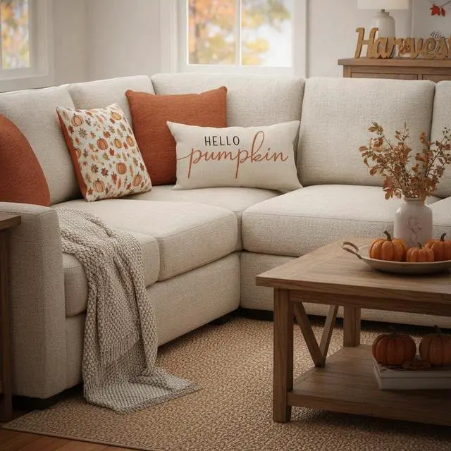 Alt view image 6 of 7 - Fall Pillow Covers 12x20 Inch, Hello Pumpkin Decor, Cream