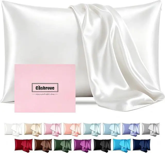Main image of Silk Pillow Cases for Hair and Skin Mulberry Silk Pillowcase Soft Both Sided Natural Silk Pillow Cases with Zipper Beauty Sleep Pillowcase 1 Pack for Gift (Standard, White)