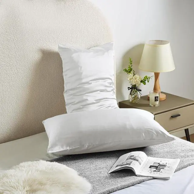Alt view image 2 of 7 - Silk Pillow Cases for Hair and Skin Mulberry Silk Pillowcase Soft Both Sided Natural Silk Pillow Cases with Zipper Beauty Sleep Pillowcase 1 Pack for Gift (Standard, White)