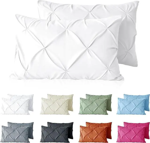 Main image of 2pc White Pintuck Pillow Shams Standard, Envelope Closure