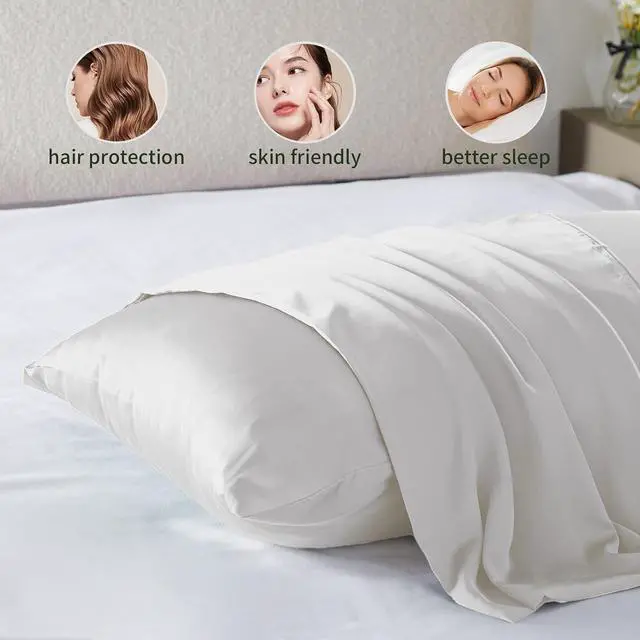 Alt view image 5 of 7 - Silk Pillow Cases for Hair and Skin Mulberry Silk Pillowcase Soft Both Sided Natural Silk Pillow Cases with Zipper Beauty Sleep Pillowcase 1 Pack for Gift (Standard, White)