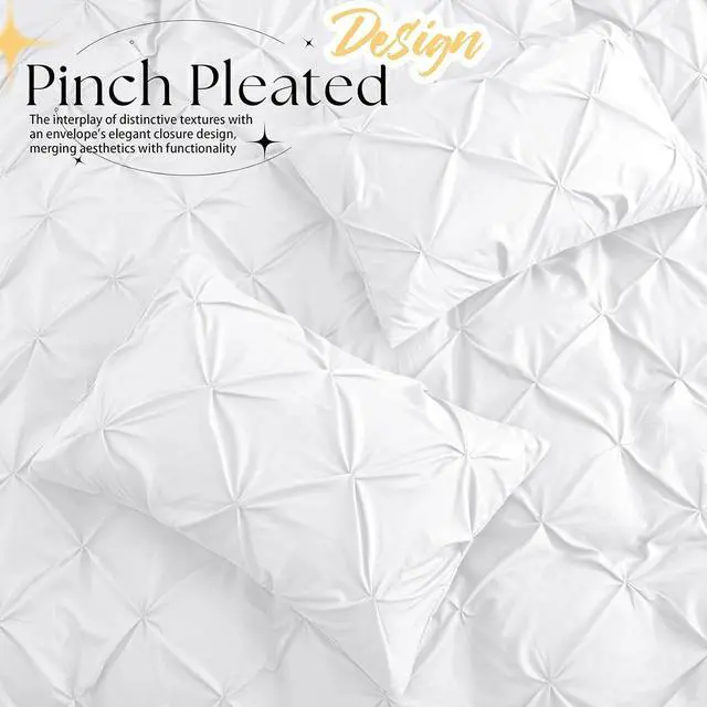 Alt view image 2 of 7 - 2pc White Pintuck Pillow Shams Standard, Envelope Closure