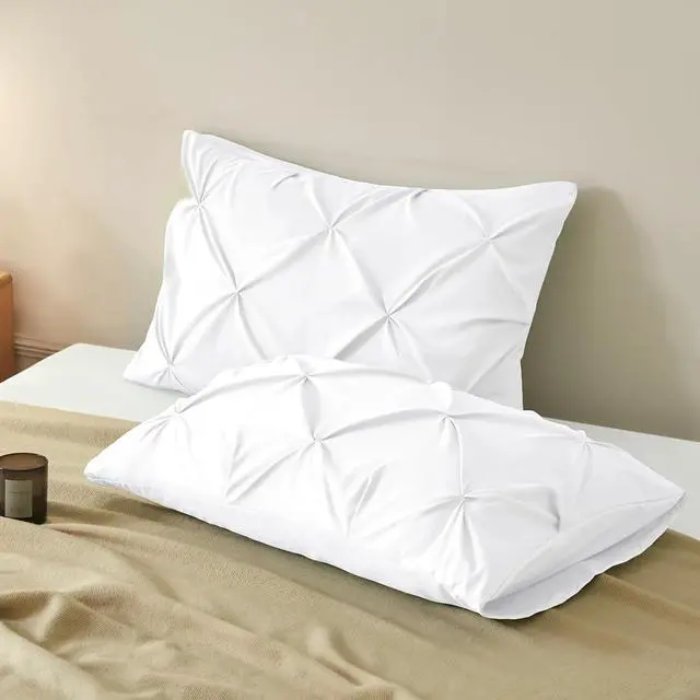 Alt view image 4 of 7 - 2pc White Pintuck Pillow Shams Standard, Envelope Closure