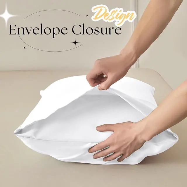 Alt view image 5 of 7 - 2pc White Pintuck Pillow Shams Standard, Envelope Closure