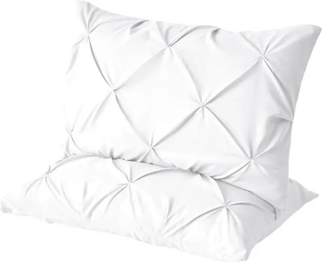 Alt view image 7 of 7 - 2pc White Pintuck Pillow Shams Standard, Envelope Closure