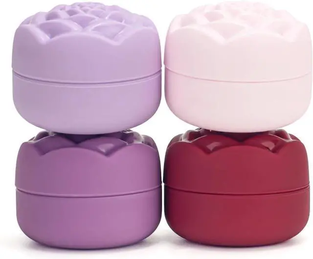 Main image of Travel Containers for Cosmetics Toiletries 0.88 Oz 4 Pack Small Silicone Refillable Mini Jars with Lid Handcream Eyes Cream Hair Gel Wax Pills Moisturizer Earrings Container Rose