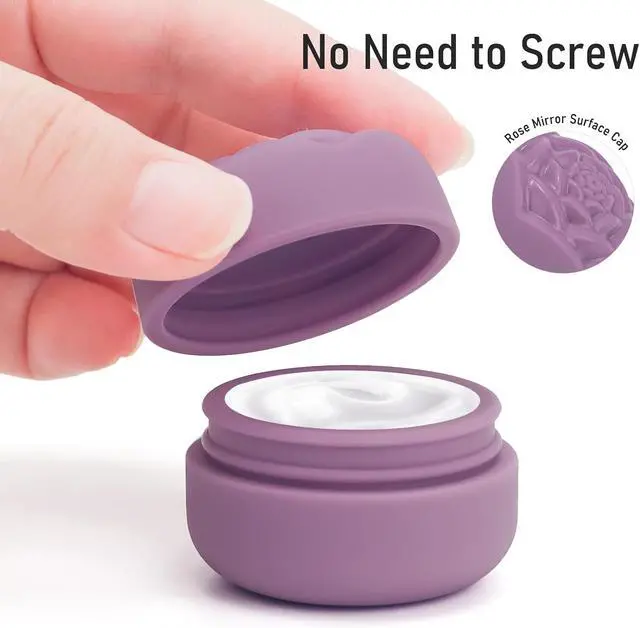 Alt view image 3 of 7 - Travel Containers for Cosmetics Toiletries 0.88 Oz 4 Pack Small Silicone Refillable Mini Jars with Lid Handcream Eyes Cream Hair Gel Wax Pills Moisturizer Earrings Container Rose