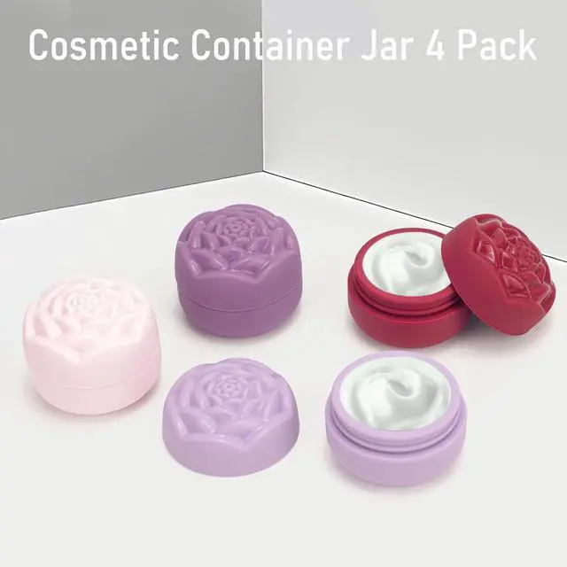 Alt view image 2 of 7 - Travel Containers for Cosmetics Toiletries 0.88 Oz 4 Pack Small Silicone Refillable Mini Jars with Lid Handcream Eyes Cream Hair Gel Wax Pills Moisturizer Earrings Container Rose