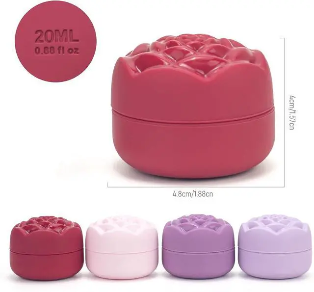 Alt view image 4 of 7 - Travel Containers for Cosmetics Toiletries 0.88 Oz 4 Pack Small Silicone Refillable Mini Jars with Lid Handcream Eyes Cream Hair Gel Wax Pills Moisturizer Earrings Container Rose