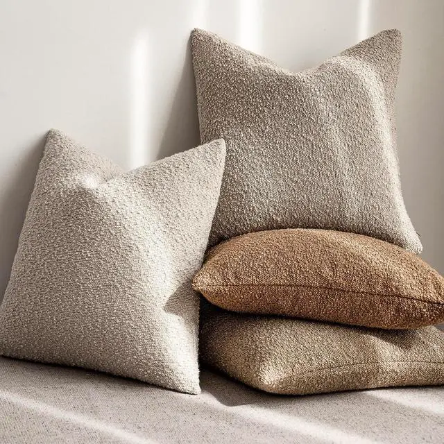 Alt view image 6 of 7 - Textured Boucle Throw Pillow Covers Accent Solid Lumbar Pillow Cases Cozy Soft Decorative Couch Cushion Case for Chair Sofa Bedroom Living Room Home Decor, 12 x 20 Inch,Beige Oatmeal