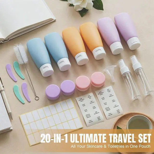 Alt view image 2 of 7 - 20 Pack Travel Bottles Set for Toiletries