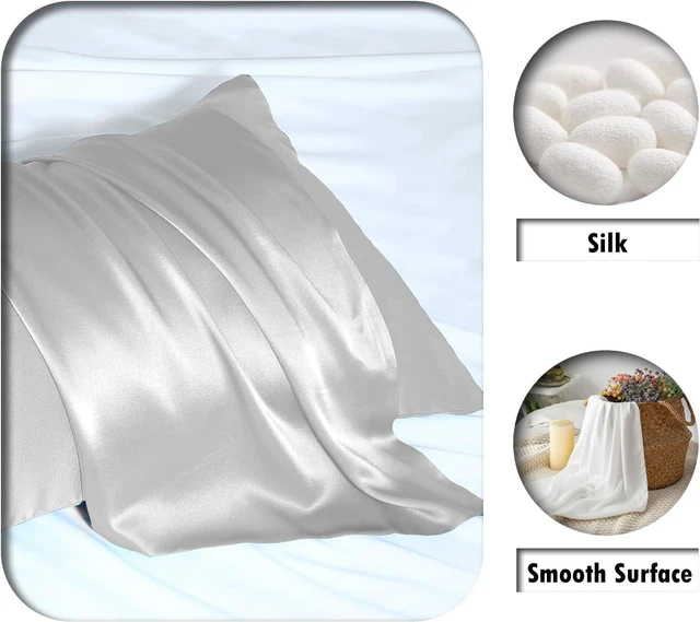 Alt view image 2 of 6 - Mulberry Silk Pillowcase for Hair and Skin Standard Size 20"X 26" Pillow Case with Hidden Zipper Soft Breathable Smooth Cooling Silk Pillow Covers for Sleeping (Silver Grey,Standard,1Pcs)