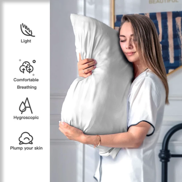 Alt view image 3 of 6 - Mulberry Silk Pillowcase for Hair and Skin Standard Size 20"X 26" Pillow Case with Hidden Zipper Soft Breathable Smooth Cooling Silk Pillow Covers for Sleeping (Silver Grey,Standard,1Pcs)