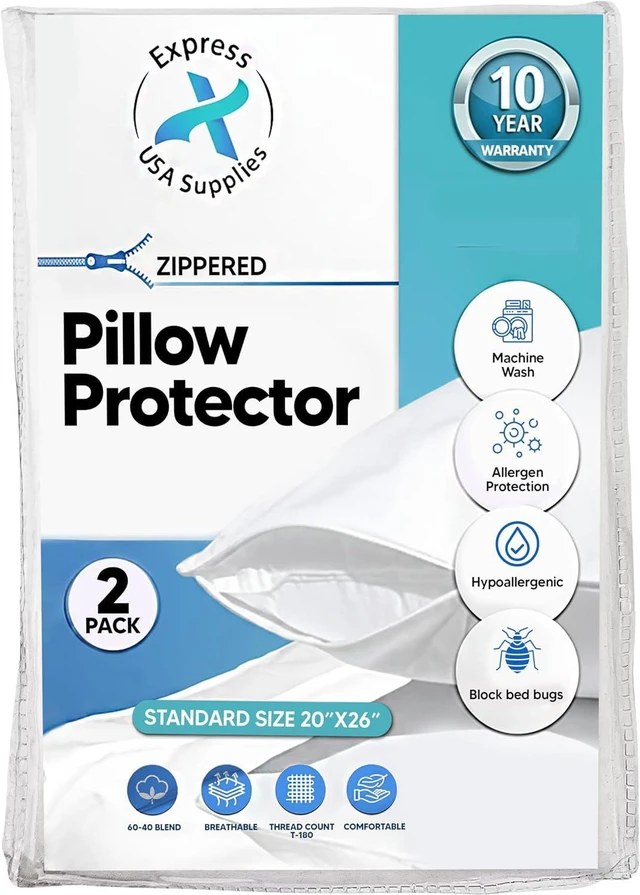 Main image of Pillow Protector Standard Size- Pack of 2 Non-Waterproof, Soft & Comfortable, Hypoallergenic, Breathable, Machine Washable - Fits (Machine Washable)