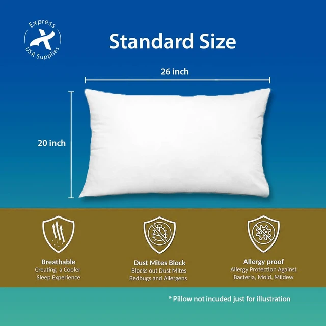 Alt view image 3 of 7 - Pillow Protector Standard Size- Pack of 2 Non-Waterproof, Soft & Comfortable, Hypoallergenic, Breathable, Machine Washable - Fits (Machine Washable)