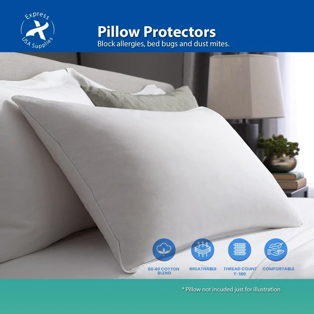 Alt view image 4 of 7 - Pillow Protector Standard Size- Pack of 2 Non-Waterproof, Soft & Comfortable, Hypoallergenic, Breathable, Machine Washable - Fits (Machine Washable)