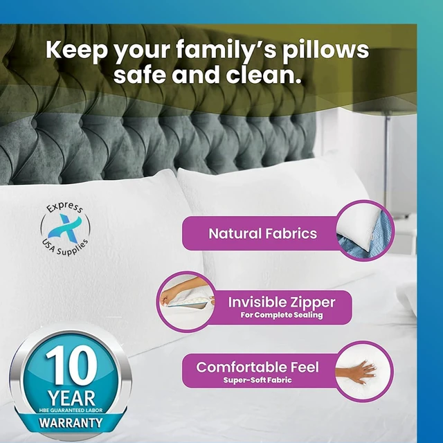 Alt view image 6 of 7 - Pillow Protector Standard Size- Pack of 2 Non-Waterproof, Soft & Comfortable, Hypoallergenic, Breathable, Machine Washable - Fits (Machine Washable)