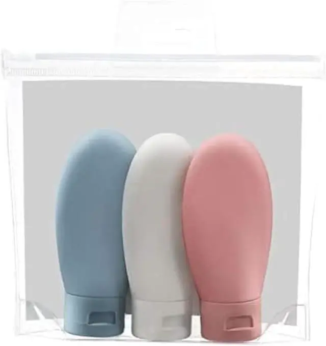 Alt view image 5 of 5 - Travel Bottle, 3 Pcs Leak Proof Refillable Squeezable Containers Set(60 ml) with Label and Transparent Carry Bag for Liquid Shampoos, Soap and Toiletries. (Multicolor)