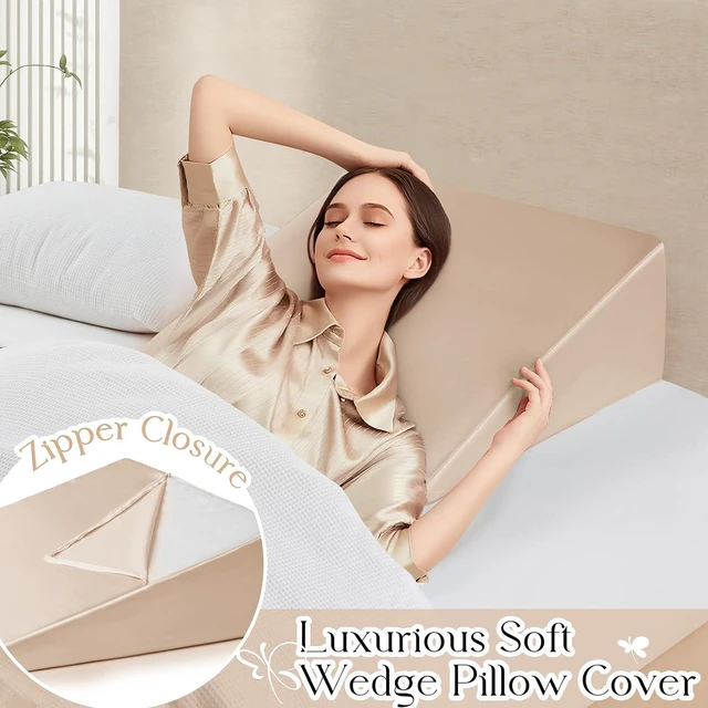 Alt view image 2 of 7 - Satin Wedge Pillow Cover, Wedge Pillowcase, Beige, 25"x25"x8"