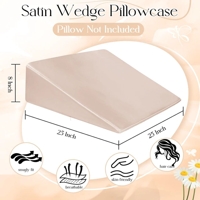 Alt view image 3 of 7 - Satin Wedge Pillow Cover, Wedge Pillowcase, Beige, 25"x25"x8"