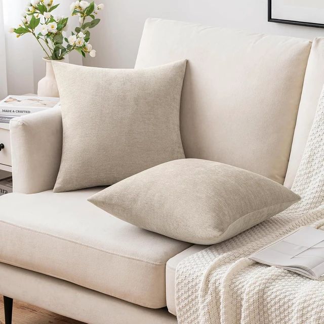 Alt view image 4 of 7 - Pack of 2 Beige Decorative Pillow Covers 18x18 Inch