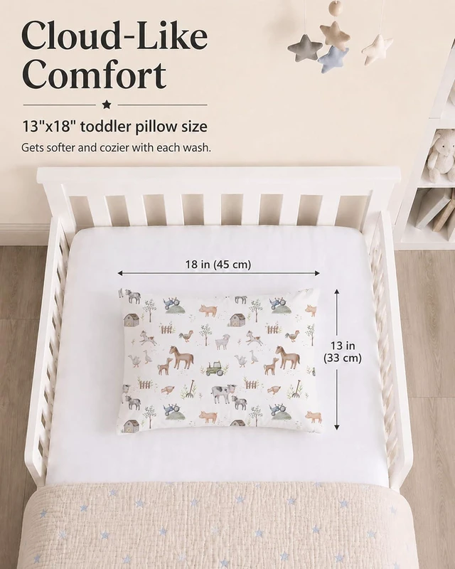 Alt view image 4 of 7 - Toddler Pillowcases 2 Pack, 13 x 18 in, Envelope Closure, Little Farm
